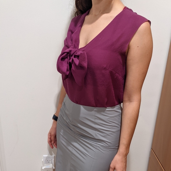 Purple blouse with bow front - Picture 2 of 4